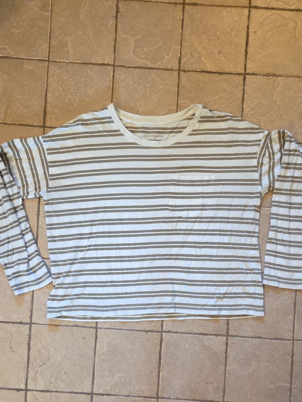 Everlane Striped Long Sleeve Box Cut Tshirt